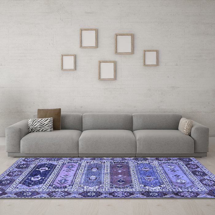 Machine Washable Abstract Blue Modern Rug in a Living Room, wshabs596blu