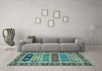 Machine Washable Abstract Light Blue Modern Rug, wshabs596lblu