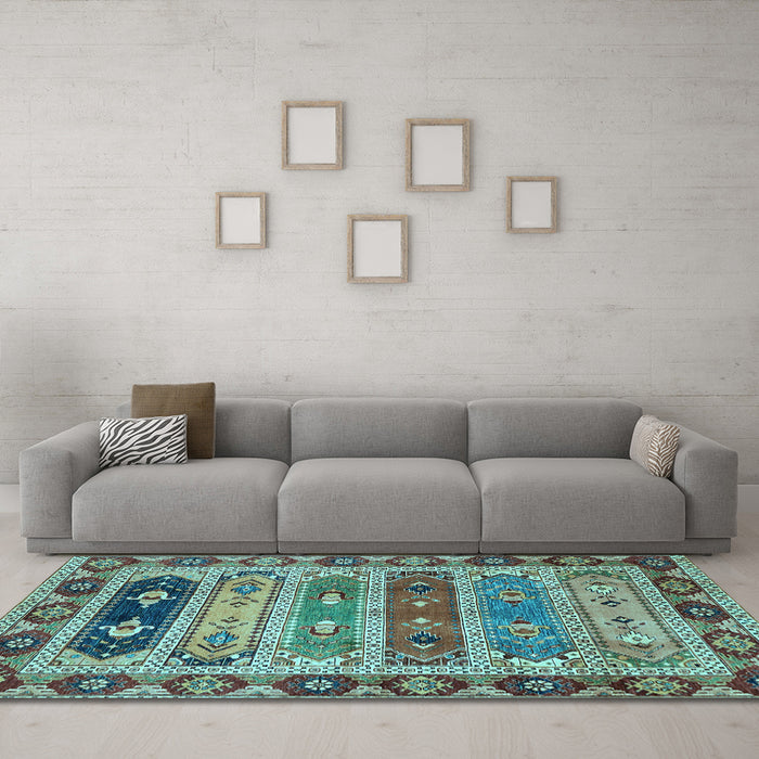 Machine Washable Abstract Light Blue Modern Rug in a Living Room, wshabs596lblu