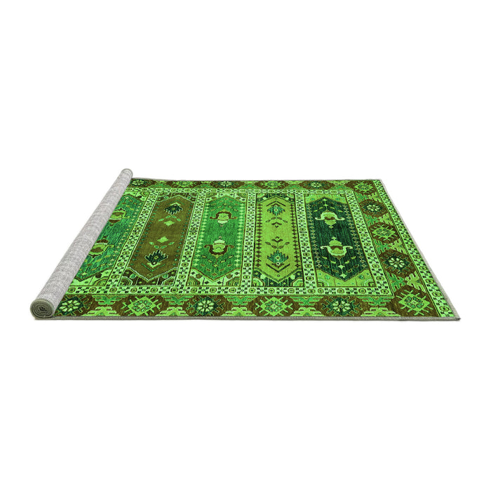 Sideview of Machine Washable Abstract Green Modern Area Rugs, wshabs596grn