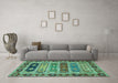 Machine Washable Abstract Turquoise Modern Area Rugs in a Living Room,, wshabs596turq