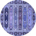 Round Machine Washable Abstract Blue Modern Rug, wshabs596blu