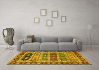 Machine Washable Abstract Yellow Modern Rug, wshabs596yw