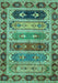 Machine Washable Abstract Turquoise Modern Area Rugs, wshabs596turq