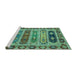 Sideview of Machine Washable Abstract Turquoise Modern Area Rugs, wshabs596turq