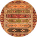 Round Abstract Orange Modern Rug, abs596org