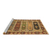 Sideview of Machine Washable Abstract Brown Modern Rug, wshabs596brn