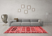 Machine Washable Abstract Red Modern Rug, wshabs596red