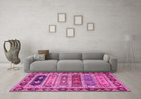 Machine Washable Abstract Pink Modern Rug, wshabs596pnk