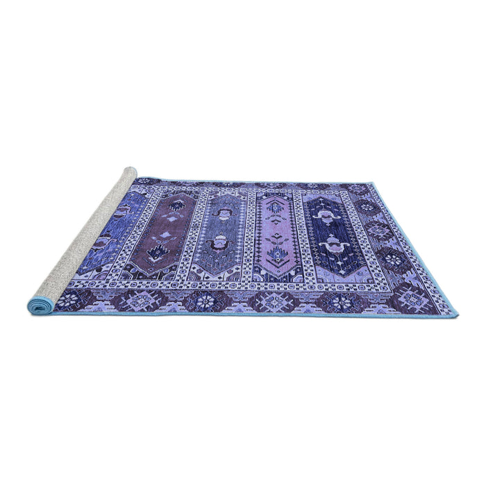 Sideview of Machine Washable Abstract Blue Modern Rug, wshabs596blu