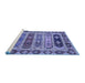 Sideview of Machine Washable Abstract Blue Modern Rug, wshabs596blu