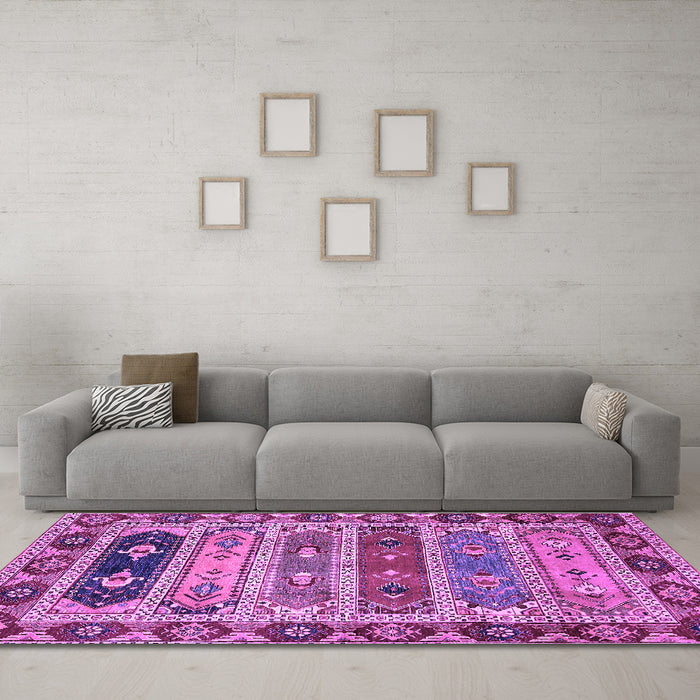 Machine Washable Abstract Purple Modern Area Rugs in a Living Room, wshabs596pur