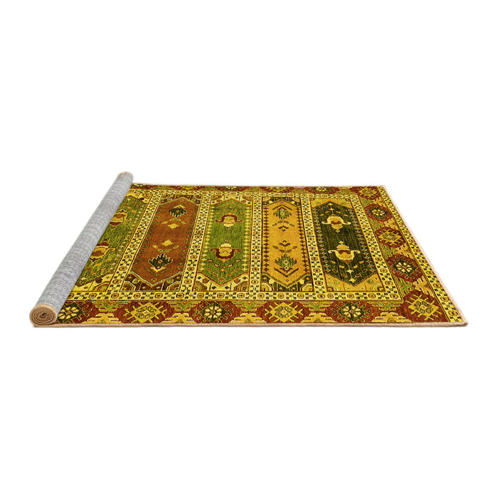 Sideview of Machine Washable Abstract Yellow Modern Rug, wshabs596yw
