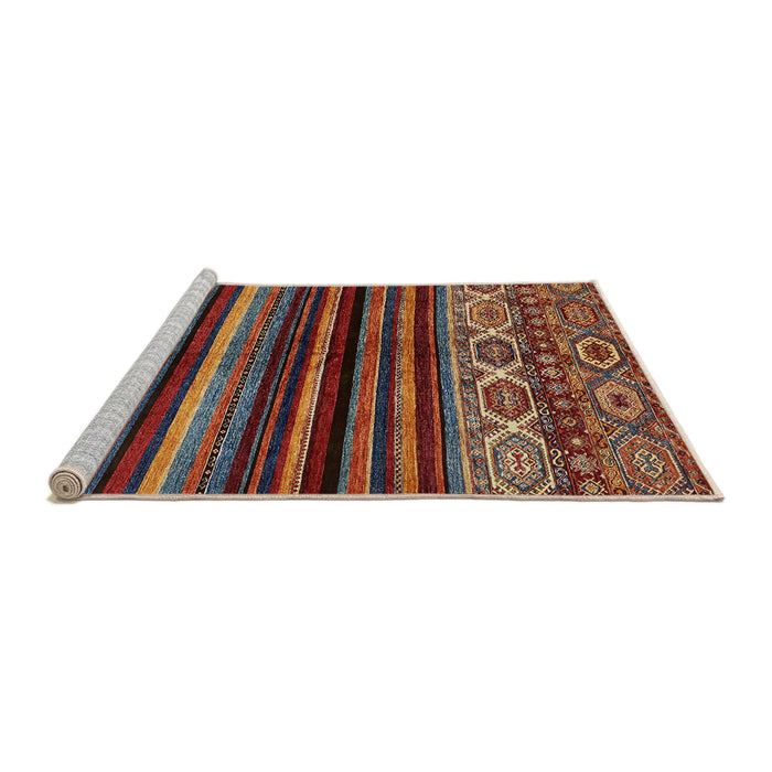Sideview of Machine Washable Abstract Saffron Red Rug, wshabs597