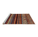 Sideview of Machine Washable Abstract Saffron Red Rug, wshabs597