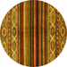 Round Abstract Yellow Modern Rug, abs597yw