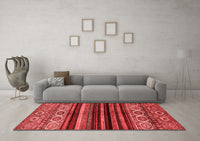 Machine Washable Abstract Red Modern Rug, wshabs597red