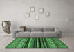 Machine Washable Abstract Emerald Green Modern Area Rugs in a Living Room,, wshabs597emgrn