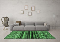 Machine Washable Abstract Emerald Green Modern Rug, wshabs597emgrn