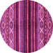 Round Machine Washable Abstract Pink Modern Rug, wshabs597pnk