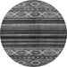 Round Machine Washable Abstract Gray Modern Rug, wshabs597gry