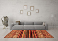 Machine Washable Abstract Orange Modern Rug, wshabs597org