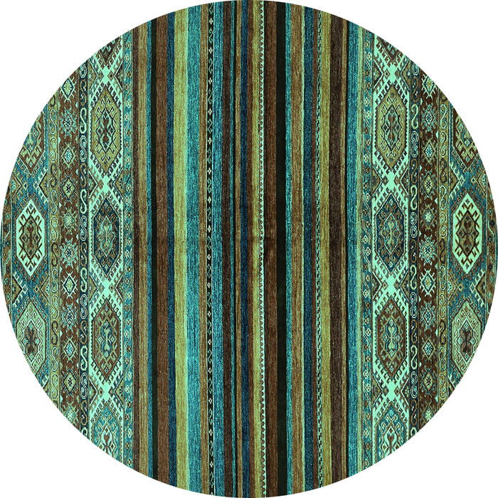 Round Abstract Turquoise Modern Rug, abs597turq