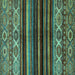 Square Machine Washable Abstract Turquoise Modern Area Rugs, wshabs597turq