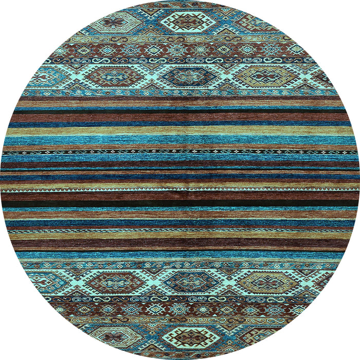 Round Abstract Light Blue Modern Rug, abs597lblu