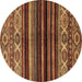 Round Machine Washable Abstract Brown Modern Rug, wshabs597brn