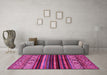 Machine Washable Abstract Pink Modern Rug in a Living Room, wshabs597pnk