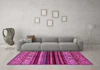 Machine Washable Abstract Pink Modern Rug, wshabs597pnk