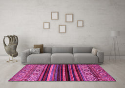 Machine Washable Abstract Pink Modern Rug in a Living Room, wshabs597pnk
