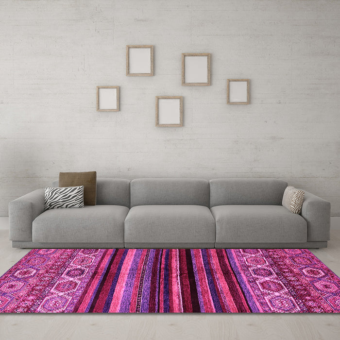 Machine Washable Abstract Pink Modern Rug in a Living Room, wshabs597pnk