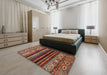 Abstract Saffron Red Modern Rug in a Bedroom, abs597