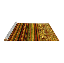 Sideview of Machine Washable Abstract Yellow Modern Rug, wshabs597yw