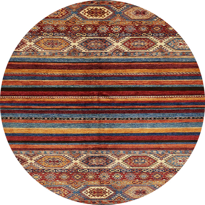Round Abstract Saffron Red Modern Rug, abs597