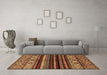 Machine Washable Abstract Brown Modern Rug in a Living Room,, wshabs597brn