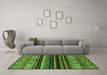 Machine Washable Abstract Green Modern Area Rugs in a Living Room,, wshabs597grn