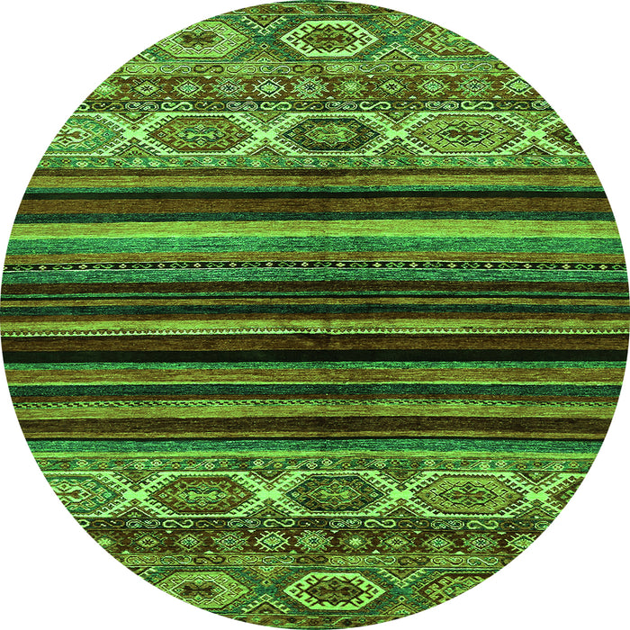 Round Abstract Green Modern Rug, abs597grn