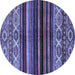 Round Machine Washable Abstract Blue Modern Rug, wshabs597blu