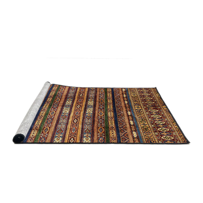 Sideview of Machine Washable Abstract Vermilion Red Rug, wshabs598