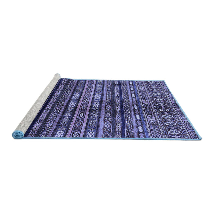 Sideview of Machine Washable Abstract Blue Modern Rug, wshabs598blu