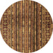 Round Abstract Brown Modern Rug, abs598brn