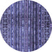 Round Machine Washable Abstract Blue Modern Rug, wshabs598blu