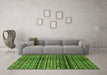 Machine Washable Abstract Green Modern Area Rugs in a Living Room,, wshabs598grn