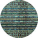 Round Abstract Light Blue Modern Rug, abs598lblu