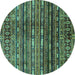 Round Abstract Turquoise Modern Rug, abs598turq