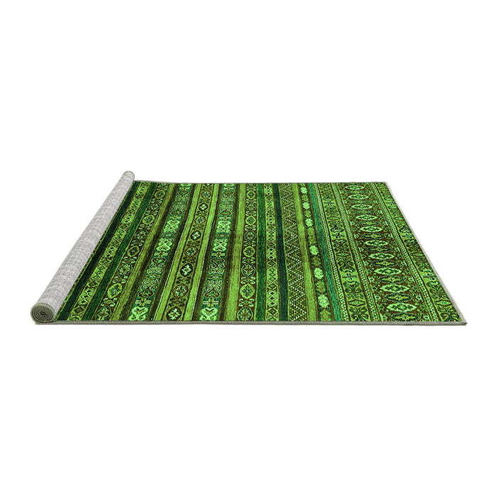Sideview of Machine Washable Abstract Green Modern Area Rugs, wshabs598grn