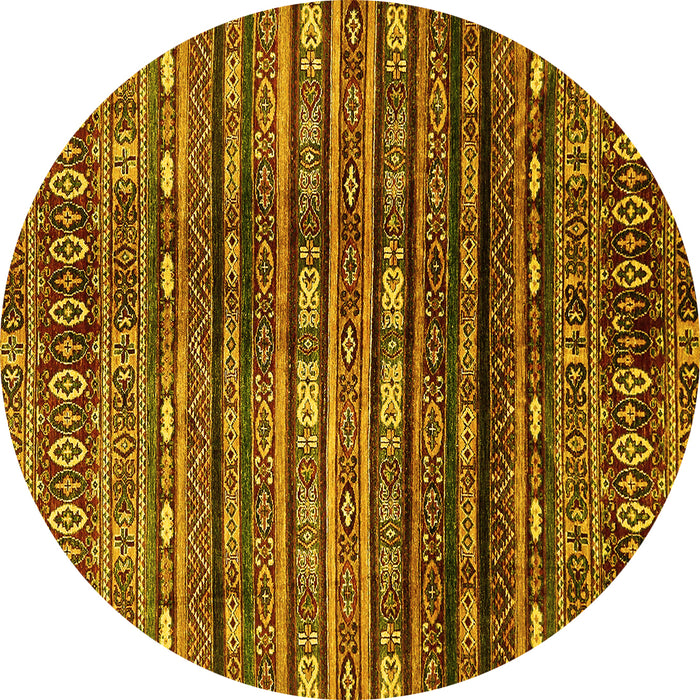 Round Machine Washable Abstract Yellow Modern Rug, wshabs598yw